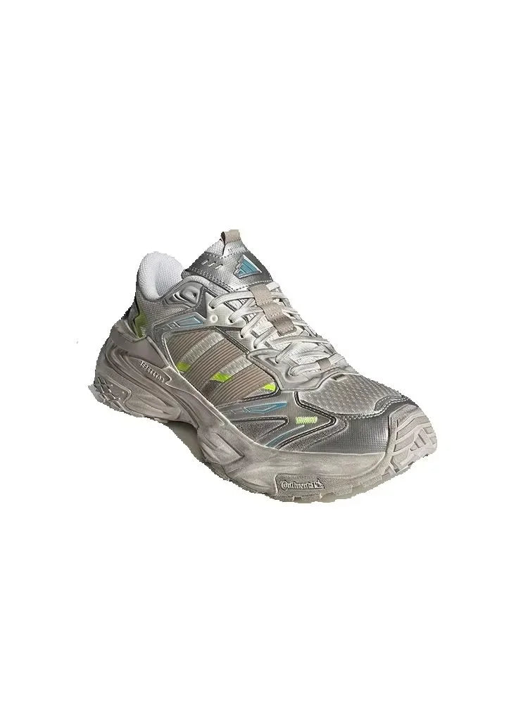 Adidas XLG STORM EDGE Low-Top Shock-absorbing  Dad Sneakers for Men and Women – Silver, Brown, and White JQ1667