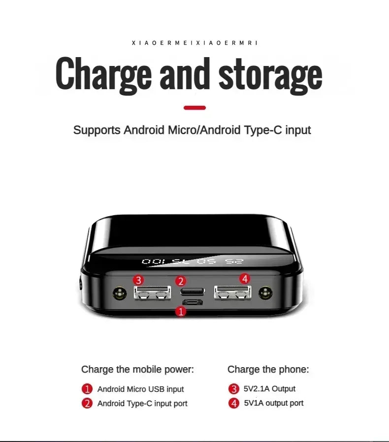 Portable Power Bank with Built-in Cable - High Capacity Fast Charger Tidesmit