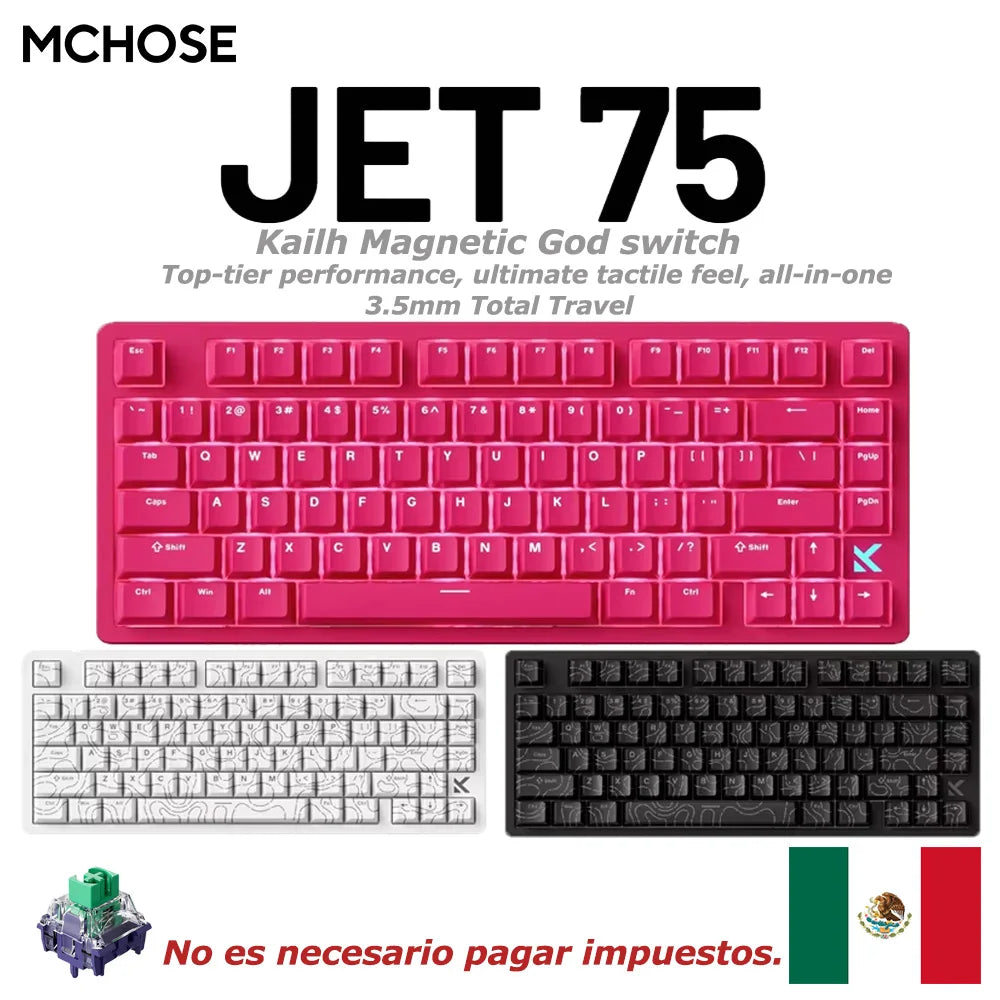MCHOSE JET75  Magnetic Switch Gaming Keyboard Hall Effect Hot-Swappable Customized RGB Snap Tap 0.1ms Latency 8kHz Polling Rate