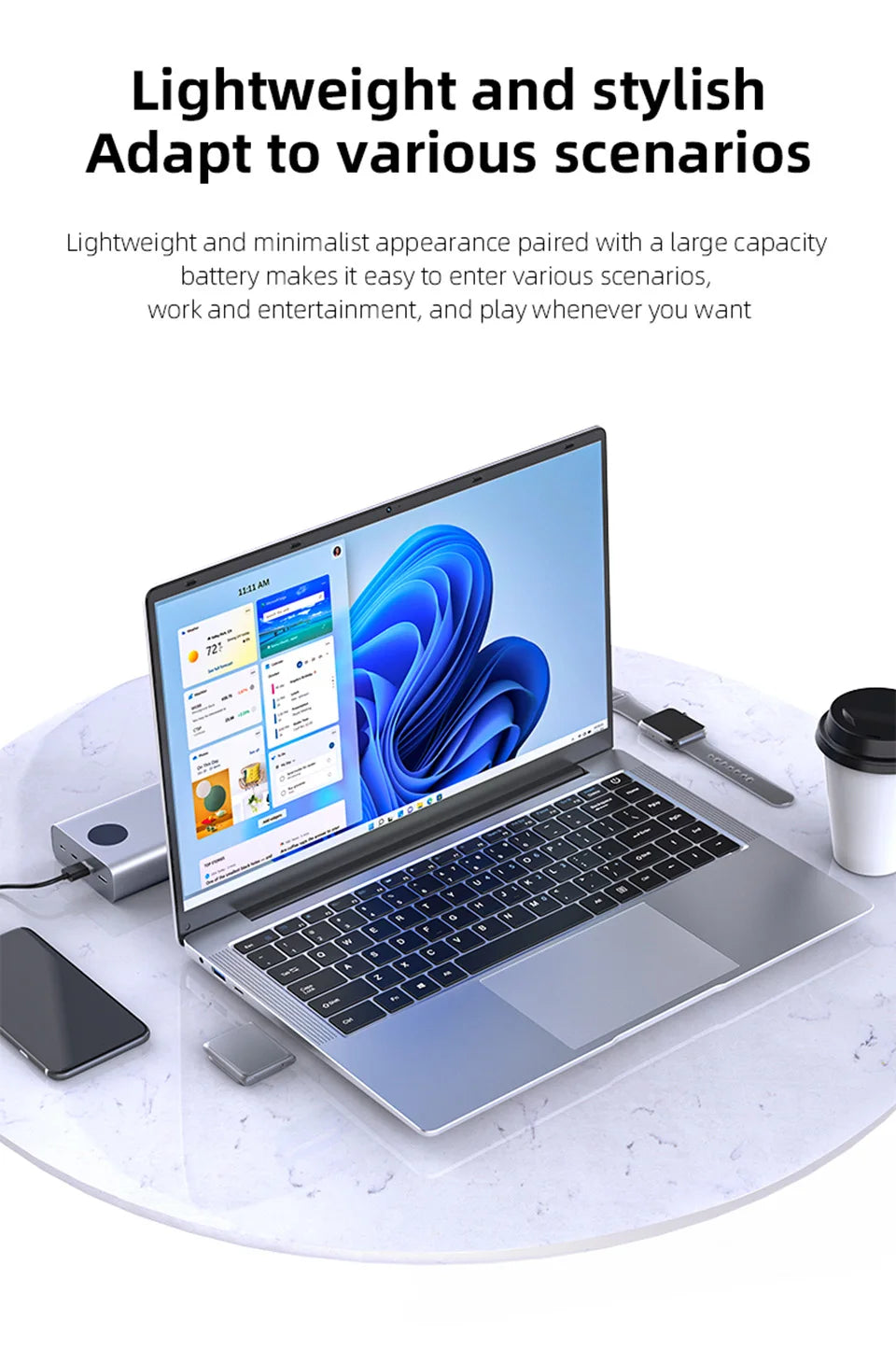 Xiaman 2026 Laptop Computer Windows 11 Intel Atom A3950 Notebook PC 12GB RAM 512GB 1TB 2TB SSD 1080P Office Study Computer PC