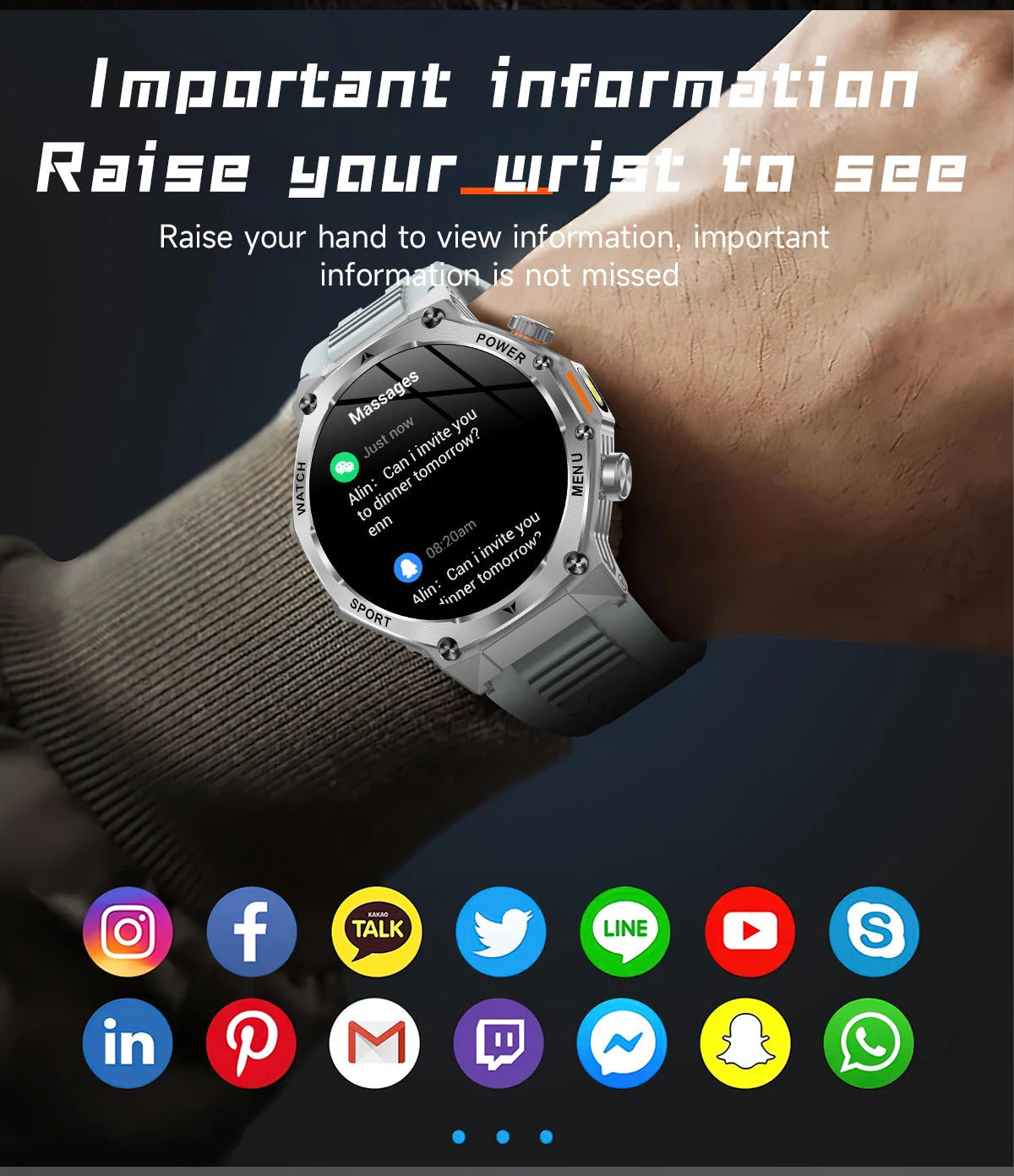YLL-AK82 Outdoor Sport for Smart Watch Fitness Tracker Sleep Tracker IP67 Waterproof AMOLED Screen Heart Rate Monitor