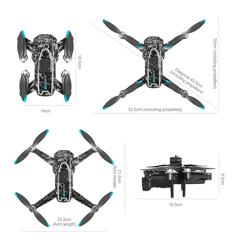 4K RC Camera Drone - D13 Foldable GPS Quadcopter with Obstacle Avoidance Tidesmit