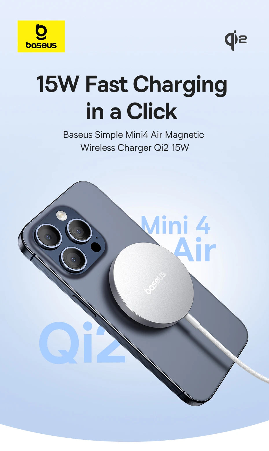 15W MagSafe Compatible Wireless Charger for iPhone 16/15/14 Tidesmit