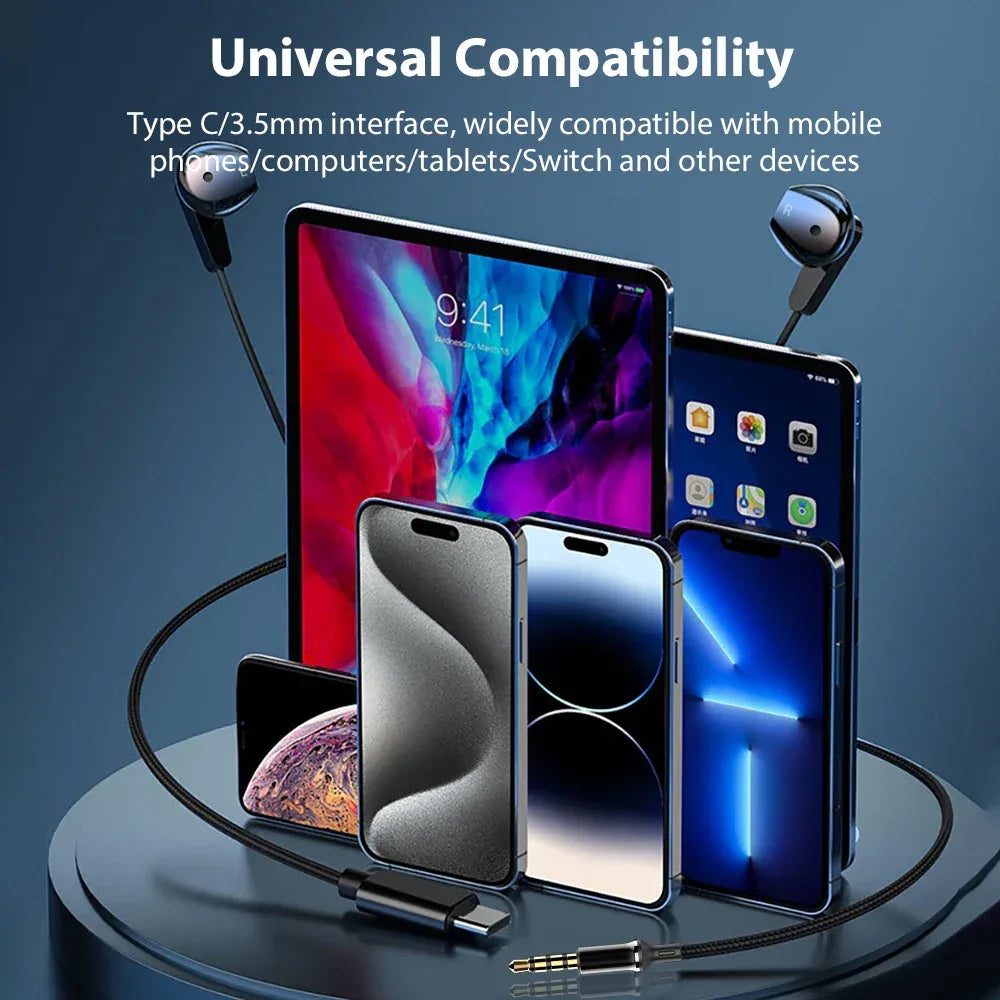 Wired USB-C Earbuds with Mic Noise Isolating HiFi Audio Tidesmit Tidesmit