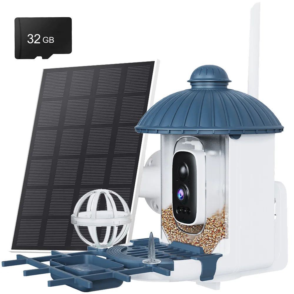 4MP HD Birds Feeder Camera Solar Powered AI Motion BirdWatching Wireless WiFi Camera Wildlife Monitor,Night Vision,Waterproof