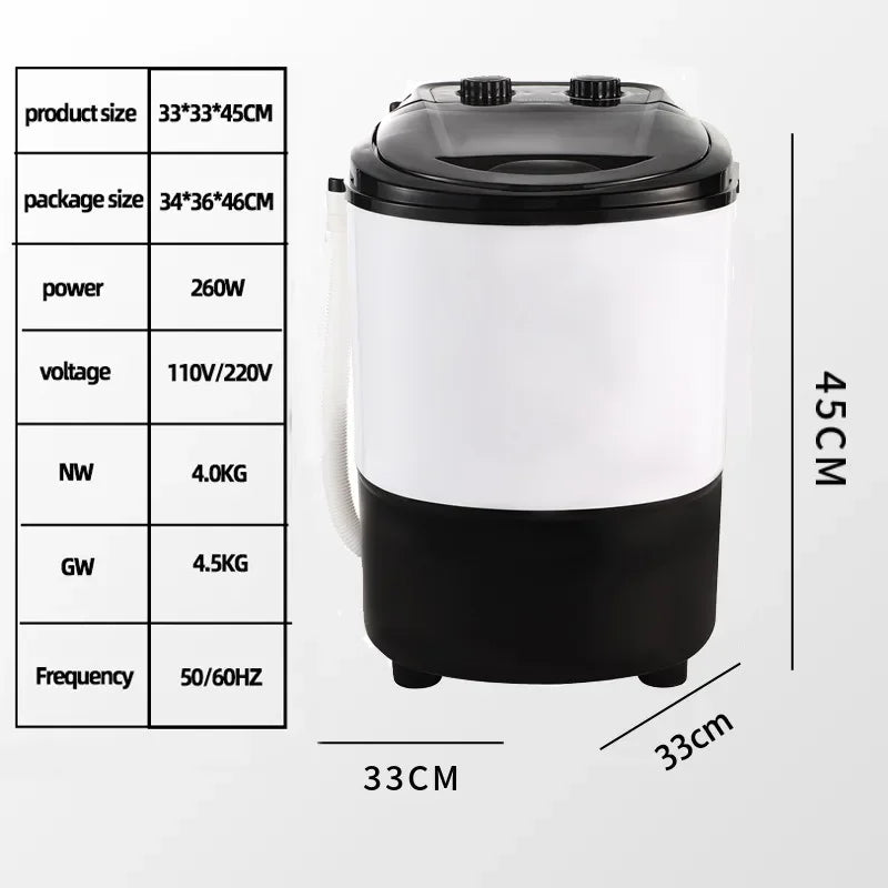 Tidesmit 4.5kg mini shoe washing machine showing semi-automatic laundry cycle and integrated dehydration function