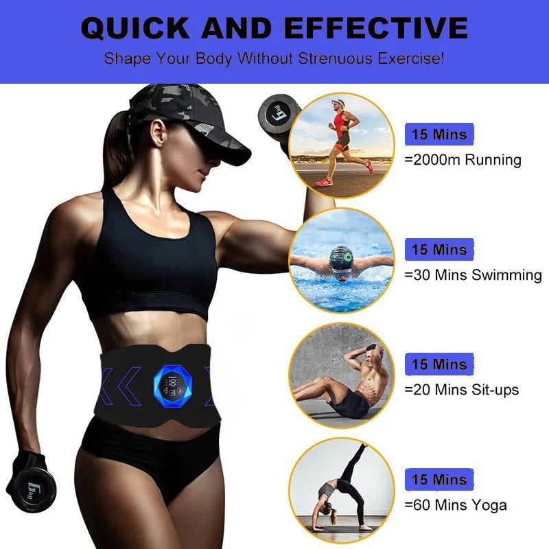 EMS Abdominal Toner Belt - Rechargeable Wireless Muscle Stimulator Body Shaping Massage Equipment Tidesmit