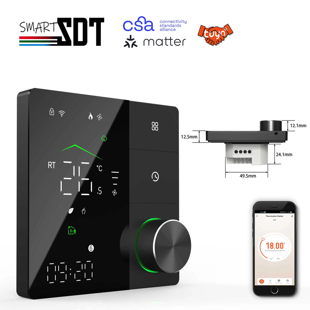 24V 110V 220V Heating Thermostat Matter for Compatible ZIGBEE WIFI Protocol Work Apple HomeKit,Google Assistant,Amazon Alexa
