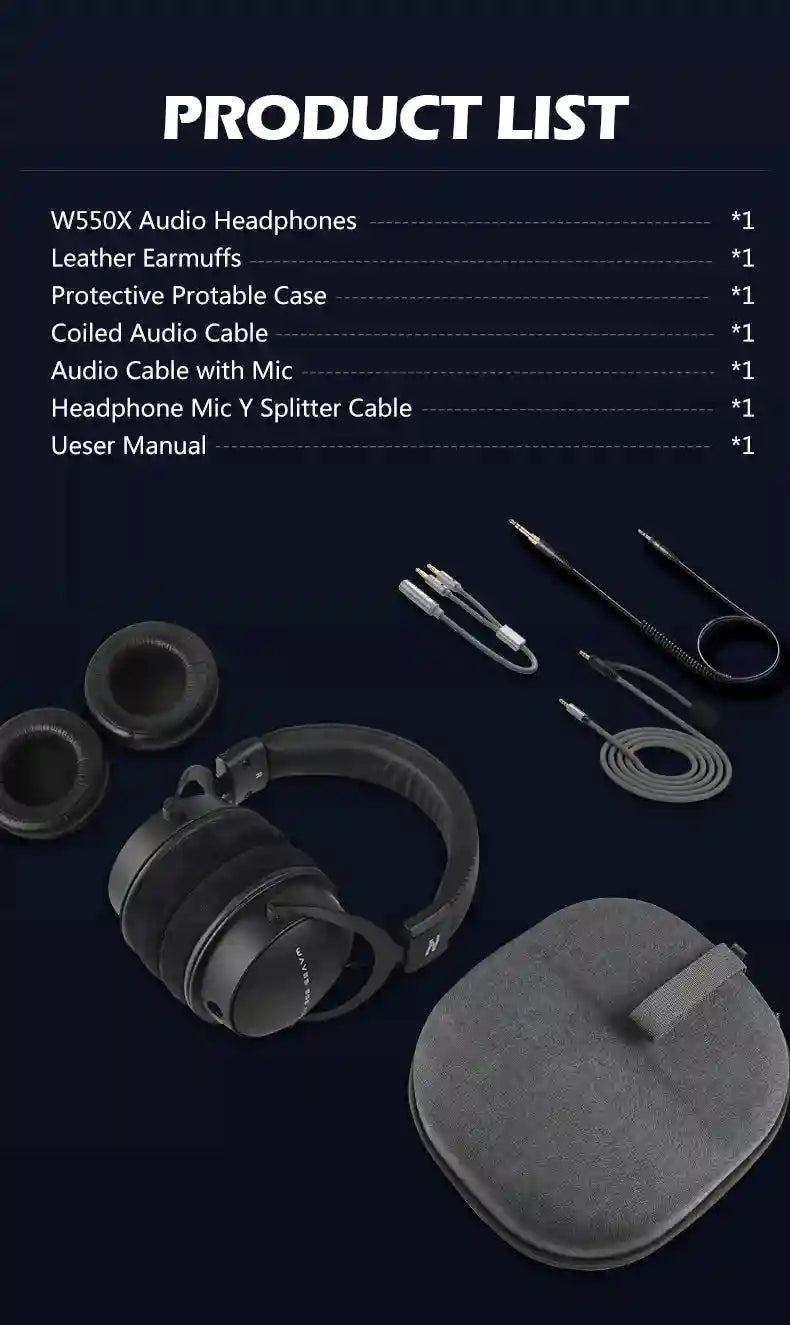 Studio Monitor Over-Ear Headphones - W550x Professional Audio Tidesmit