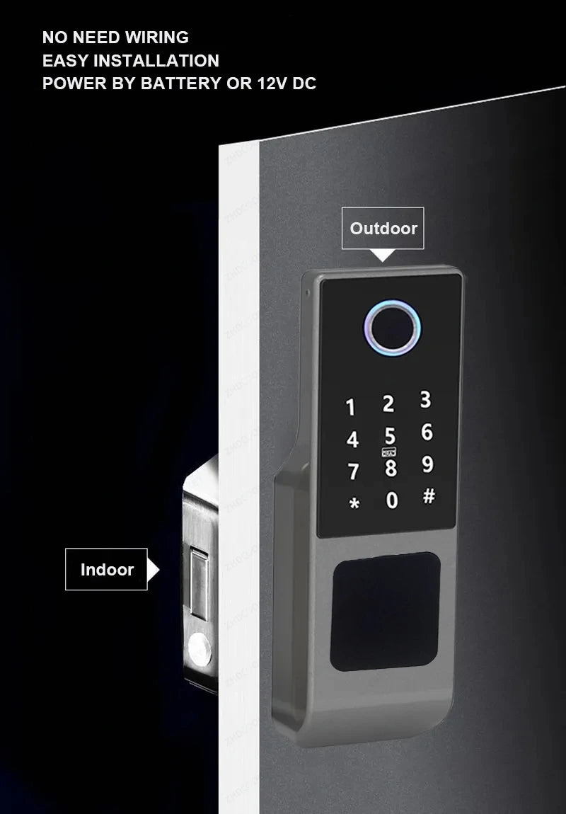 Waterproof Tuya Wifi Smart Lock Fingerprint RFID Card Passcode APP Remote Control TTLock Bluetooth Entry Electronic Rim Lock