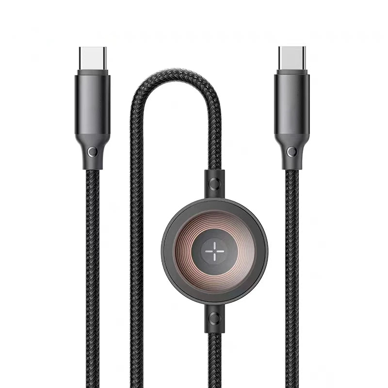 2-in-1 Fast Wireless Charger for iPhone 15 and 16 - 1.2m Black Tidesmit