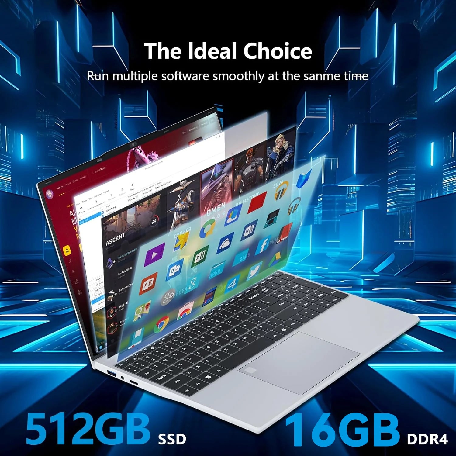 15.6' Windows 11 Laptop Computer Intel Core I9 9900 16GB RAM 1TB SSD Laptops Office Computer PC Fingerprint Unlock Notebook