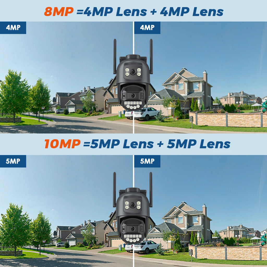 10MP PTZ IP Camera 8MP 5K Outdoor Dual Lens Dual Screen 5G WIFI Camera AI Tracking Security Protection CCTV Surveillance Camera