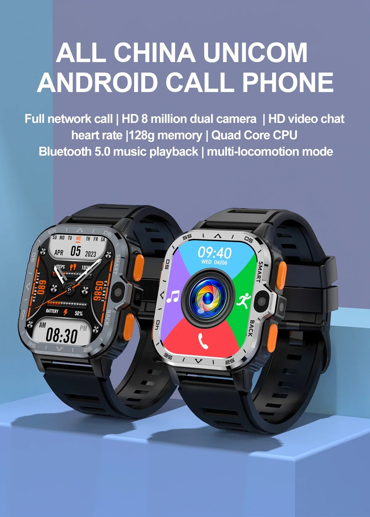 2026 PGD Android Smart Watch Men GPS 16G/64G ROM Storage HD Dual Camera NFC 2G 4G SIM Card WIFI Wireless Fast Internet Access