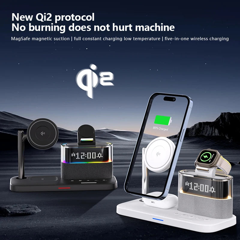 Qi2 Wireless Charger with Alarm Clock & RGB Light - Tidesmit Tidesmit