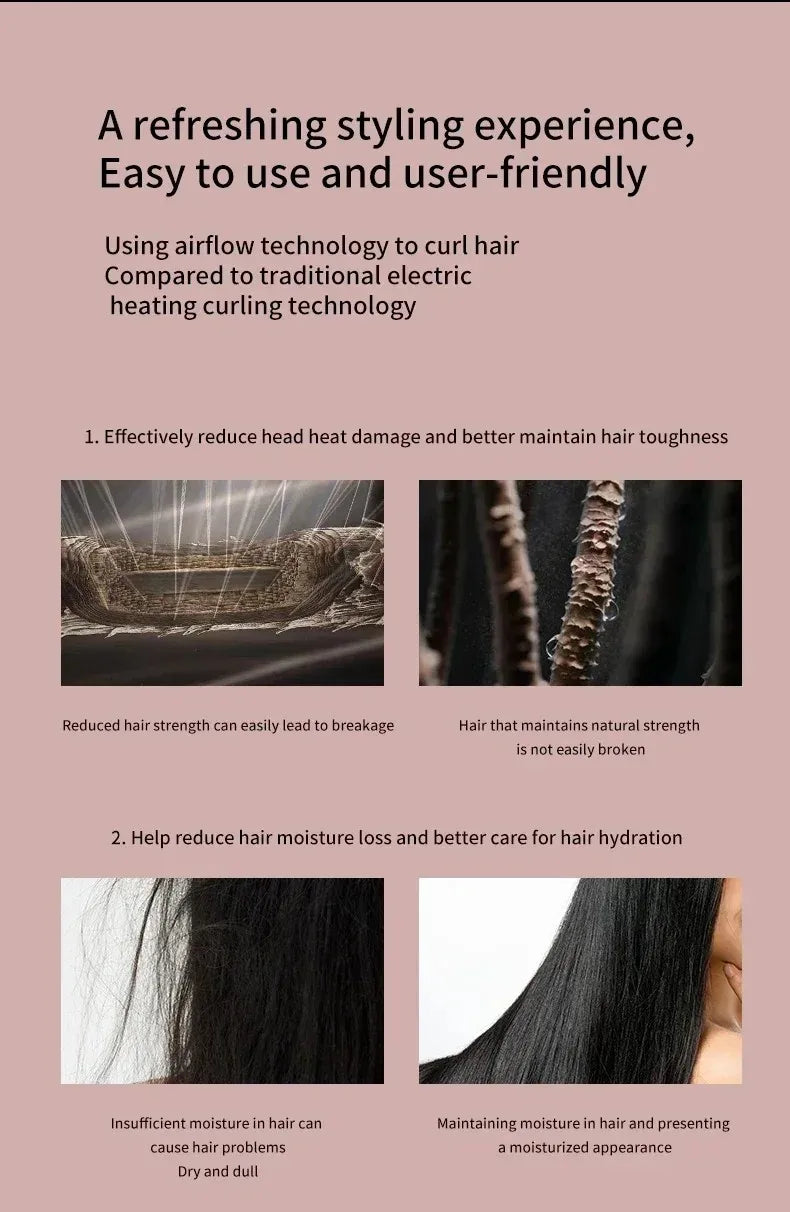 SenCiciMen 6-in-1 hair dryer and curling styler for heat-damage-free, hydrated, healthy, and smooth salon-style hair.