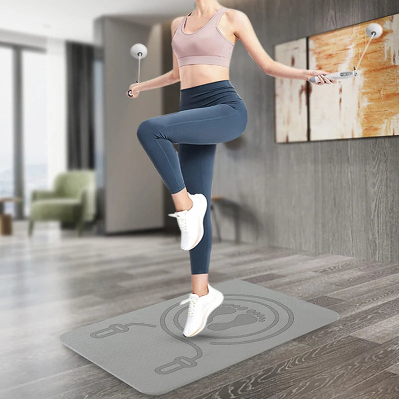 6MM Skipping Rope Mat Anti-noise Jump Rope Mat Floor Mats Exercise Shock Absorption Yoga Mat TPE Skipping Mat Fitness Pad B.H