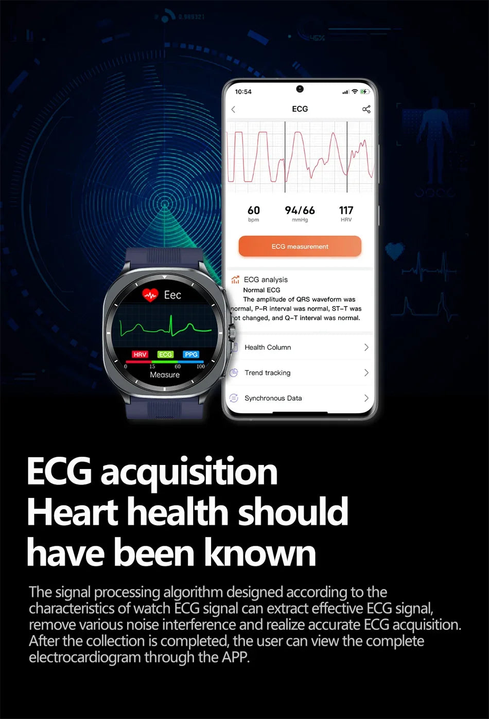 HY Digital Airbag Smartwatch for Huawei, Air Pump True Accurately Blood Pressure Watches Uric Acid Blood Lipids Health Watch Men