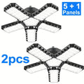 Black LED garage ceiling light with 5 adjustable panels plus 1 center panel, 2-pack