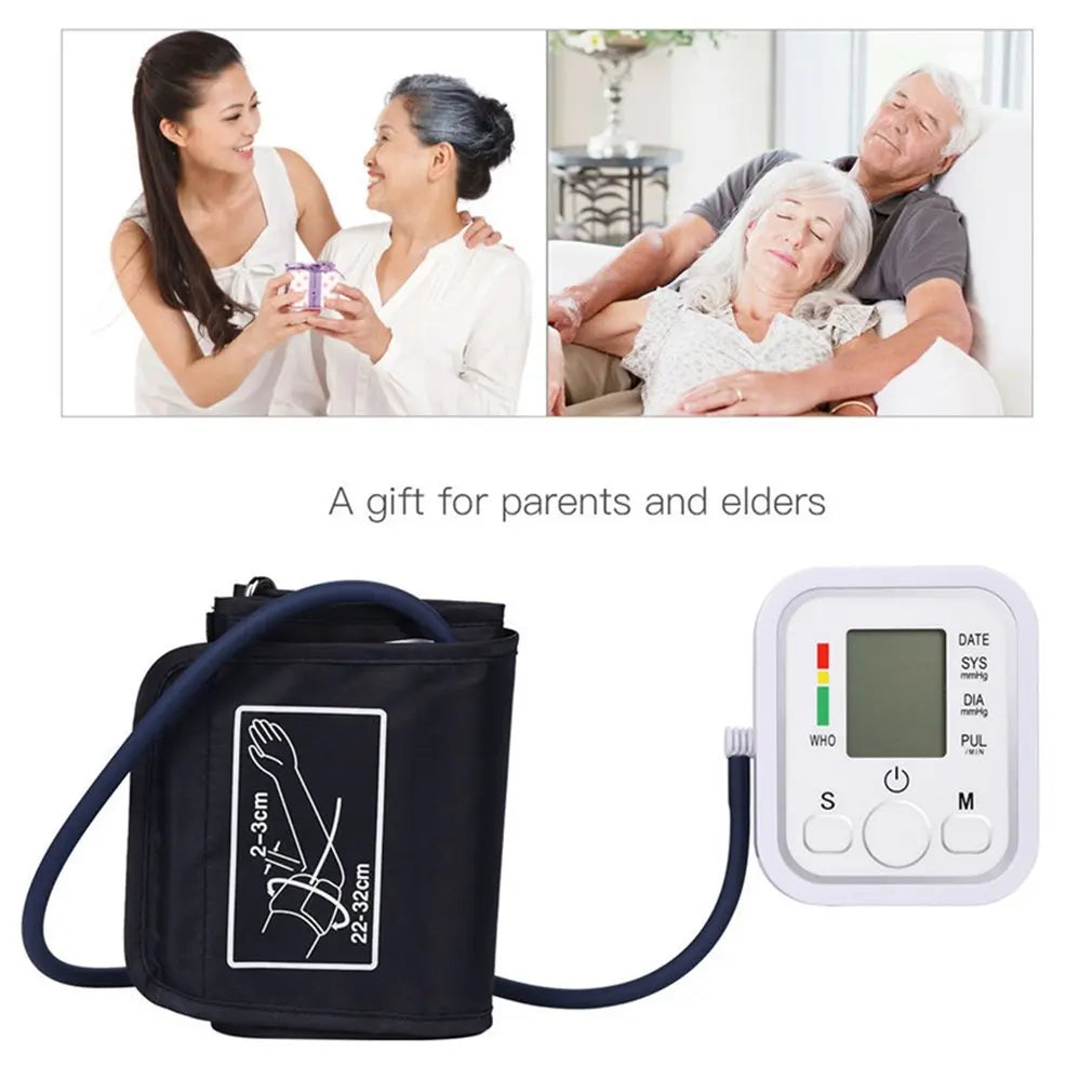 Automatic Digital Arm Blood Pressure Monitor Tonometer Meter Sphygmomanometer LCD Portable Health Care Pulse Meter BP Monitor