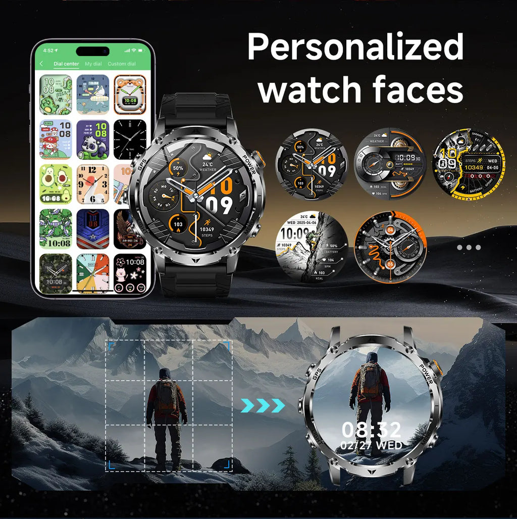 T-Rex 3 Military Grade 1100mAh Battery Smart Watch 10ATM Waterproof GPS Compass Altimeter Call AMOLED Men Swim Sports Smartwatch