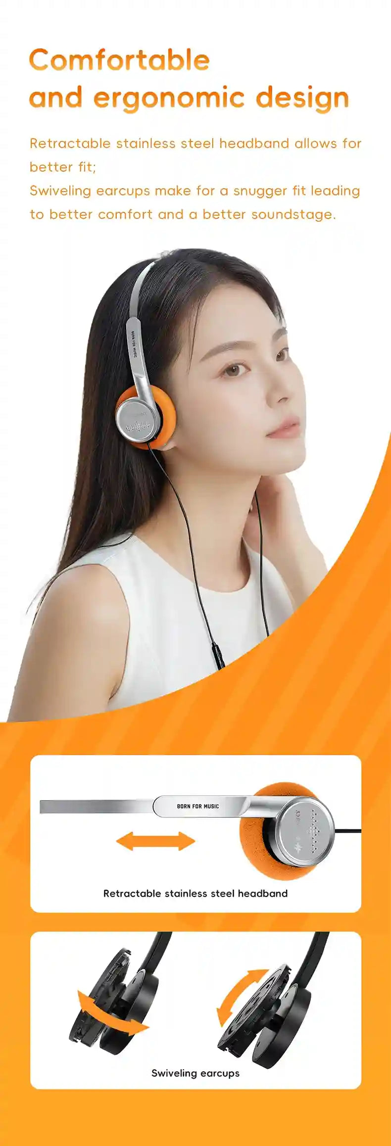 Wired On-Ear Headphones with Mic and 40mm Drivers - Tidesmit Tidesmit