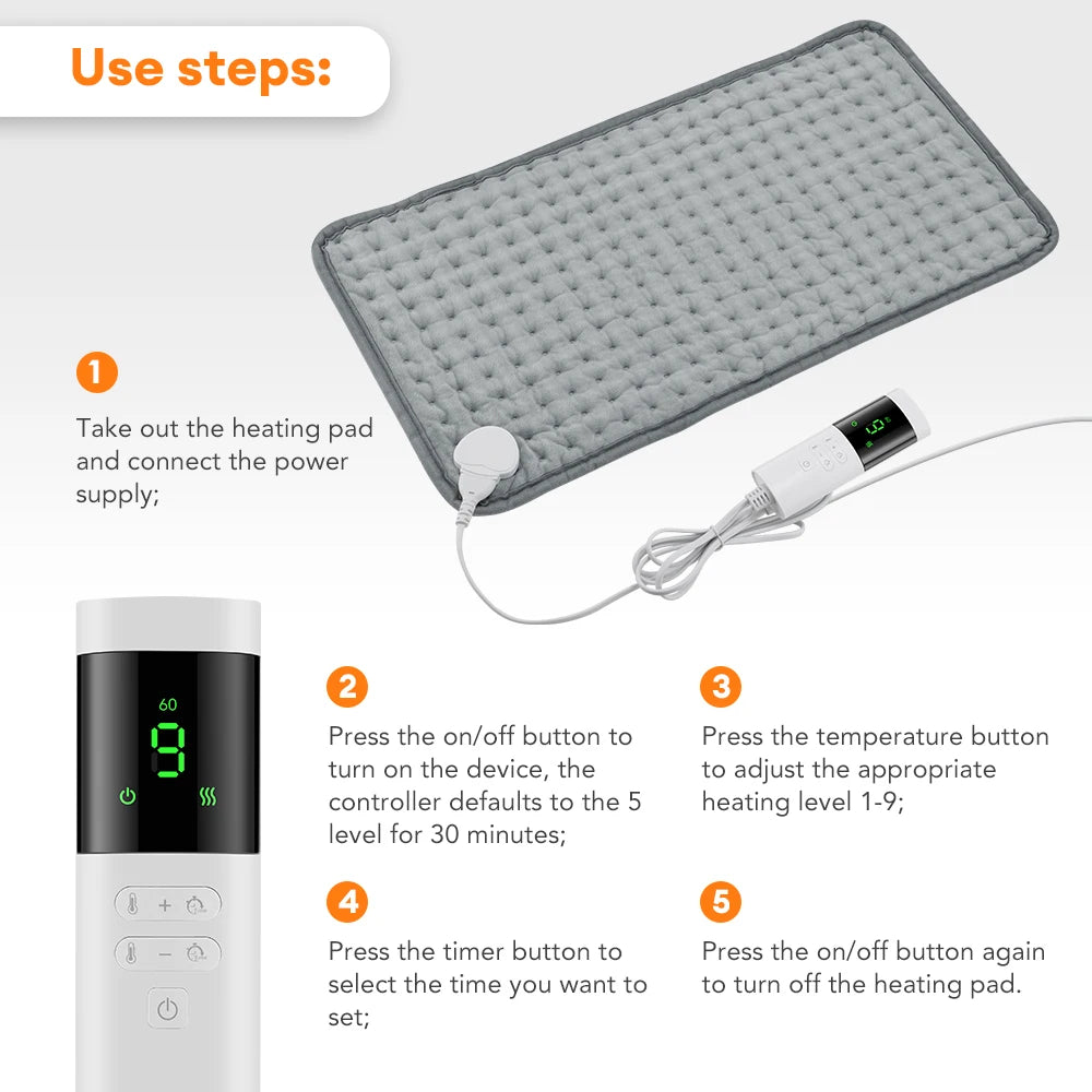 Electric Heating Pad for Neck and Back with 9 Heat Levels - Tidesmit Body Shaping Massage Equipment Tidesmit
