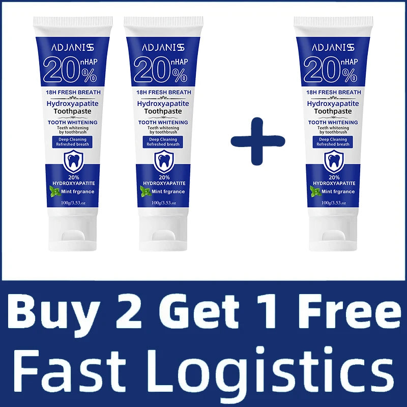 Tidesmit 20% Hydroxyapatite toothpaste for teeth whitening, deep cleaning, plaque removal, and gum health.
