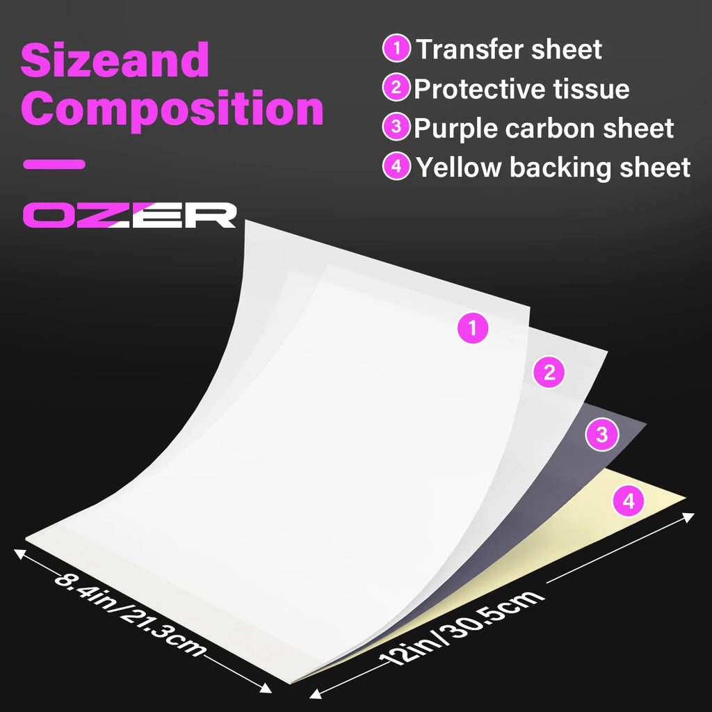 Tattoo Transfer Paper 100 Sheets A4 for Professional PMU and Tattooing Permanent Makeup Machines Tidesmit
