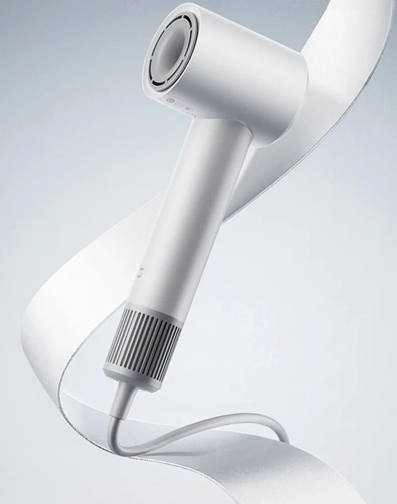 White Xiaomi H501 SE high-speed hair dryer with professional negative ion technology and sleek minimalist design.