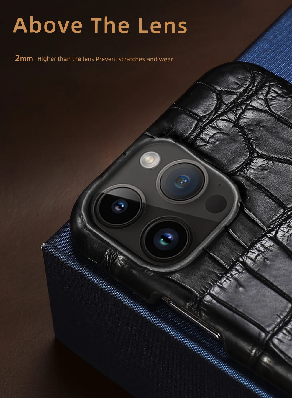 Crocodile Leather iPhone 17 Pro Case – Slim Shock-Absorbing Cover Tidesmit