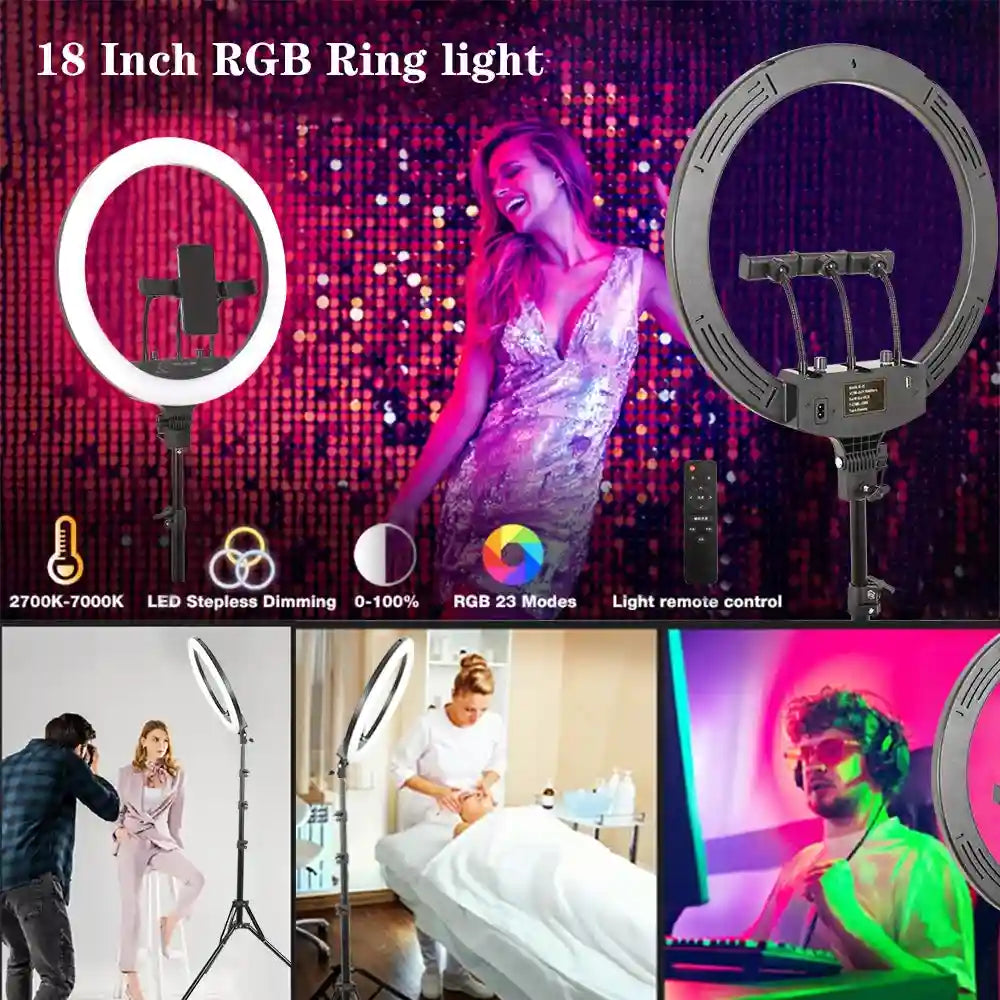 18 Inch RGB Ring Light with Tripod for Professional Content Creation Tidesmit