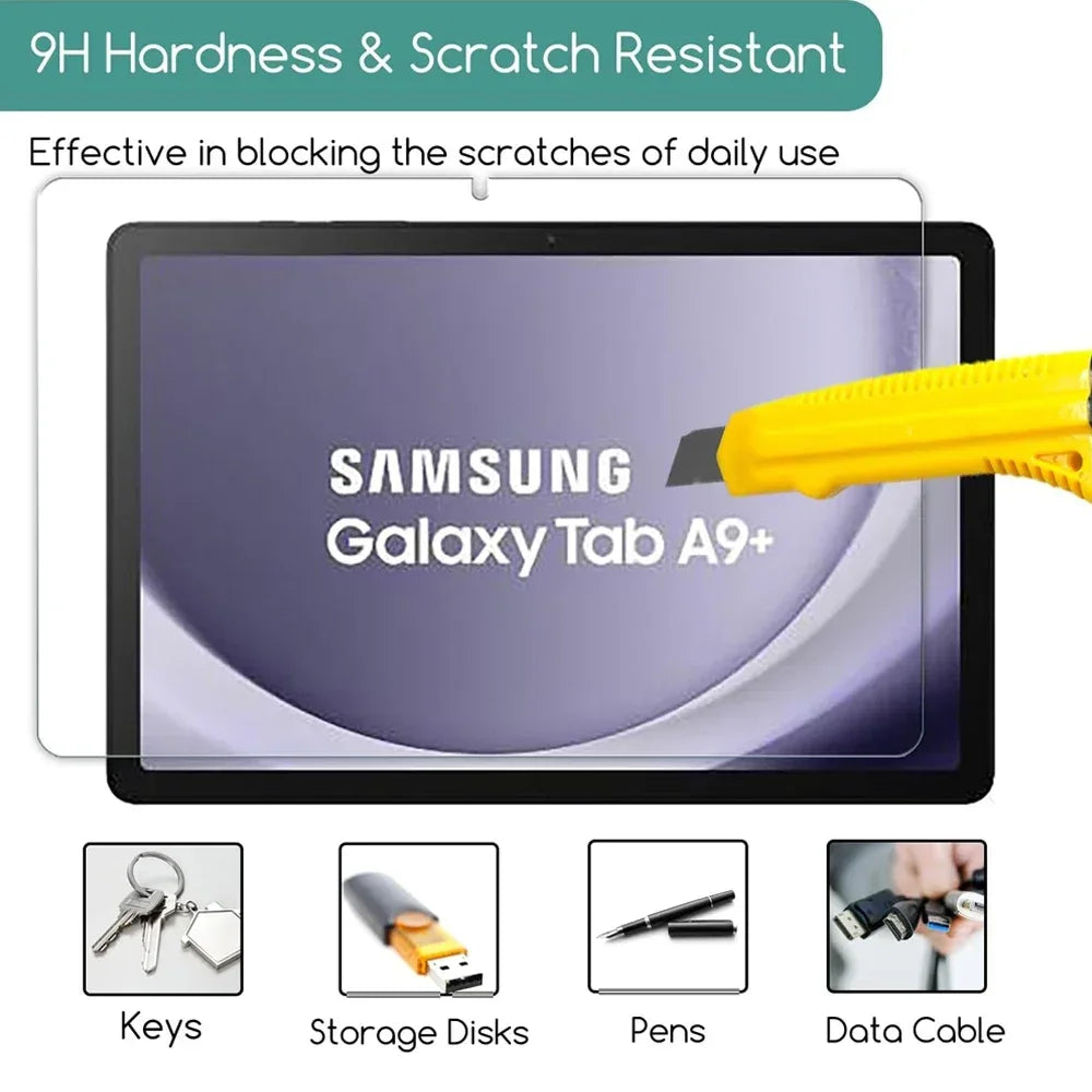 Samsung Galaxy Tab A9+ Screen Protector - 2 Pack 9H Tempered Glass Tidesmit