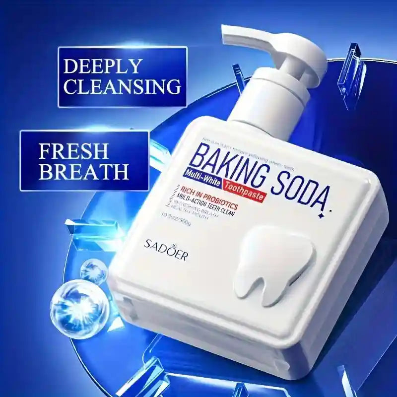 Tidesmit baking soda probiotic pump toothpaste for deep cleaning, teeth whitening, and brightening, 300g bottle.