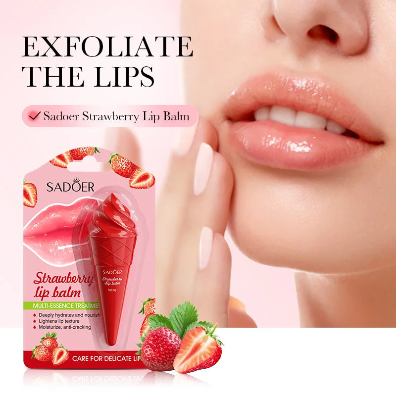 Moisturizing Lip Balm for Dry Lips - Cruelty-Free Nourishing Formula Lip Care Strawberry Tidesmit