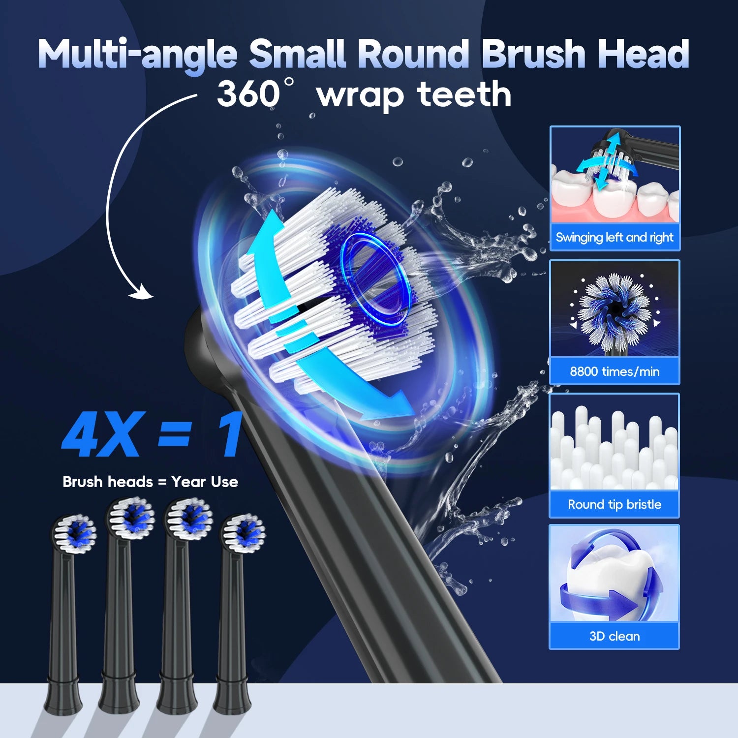 Electric Water Flosser and Electric Toothbrush Set Whitens Teeth  Protects Gum Health With 4 Brush Heads and 4 Flosser Nozzles