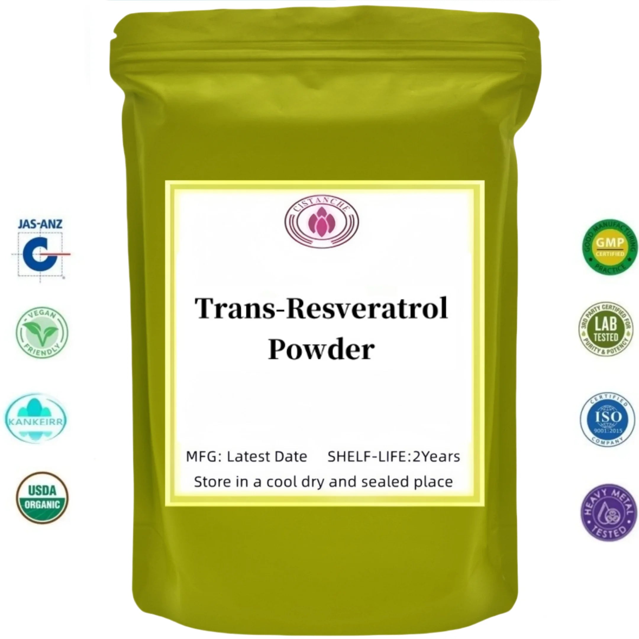 Trans-Resveratrol Powder Antioxidant Supplement skin whitening anti-cancer nmn Anti-Wrinkle Cosmetic Raw Materials