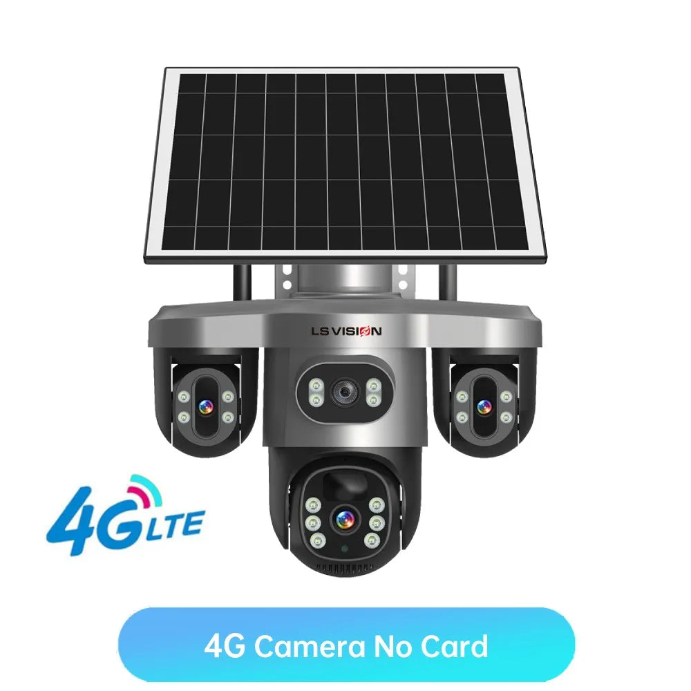 LS VISION 15MP 4G Wifi Solar Camera 3-Screen 10X Zoom PTZ 360°Rotatable PIR Human Detect CCTV Security Video IP Camara V380 Pro