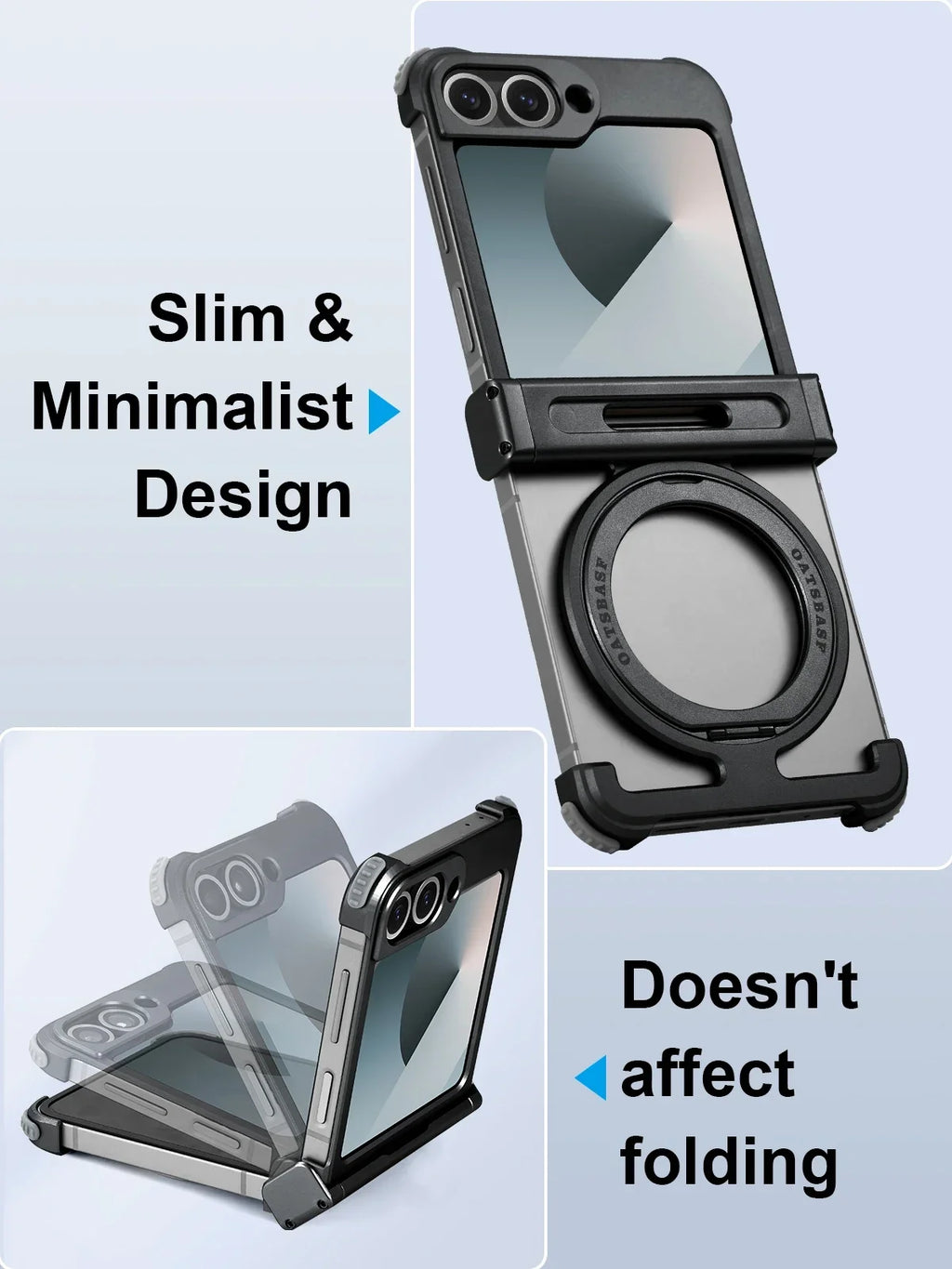 Samsung Galaxy Z Flip 7 Metal Frame Case with 360 Ring - Titanium Tidesmit