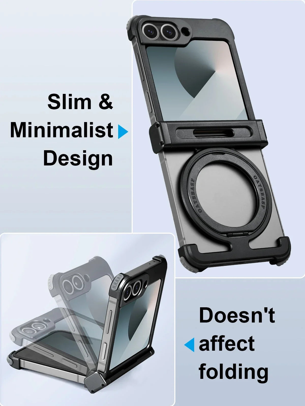Samsung Galaxy Z Flip 7 Metal Frame Case with 360 Ring - Titanium Tidesmit