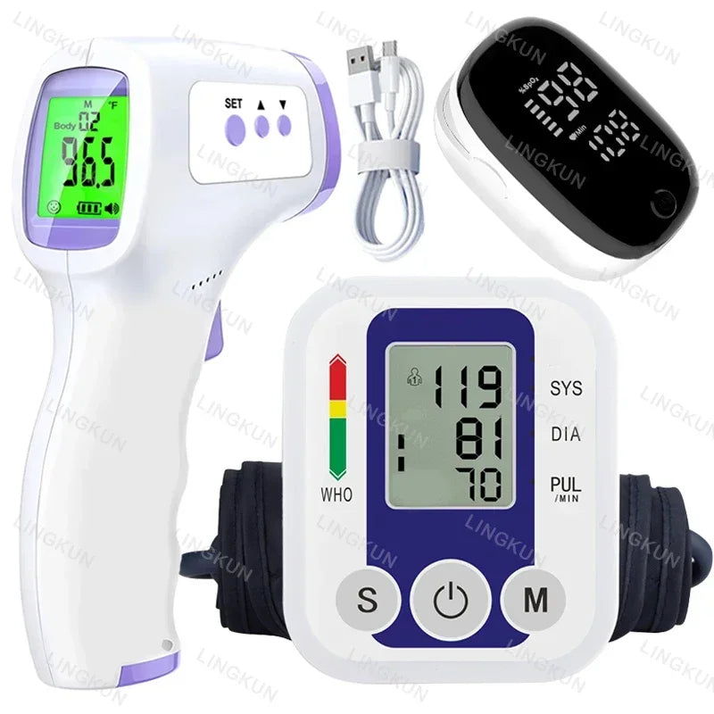 Digital Arm Blood Pressure Meter Cuff Medical Automatic Pressure Tonometer Tensiometer Heart Rate Pulse Meter BP Monitor Healthy