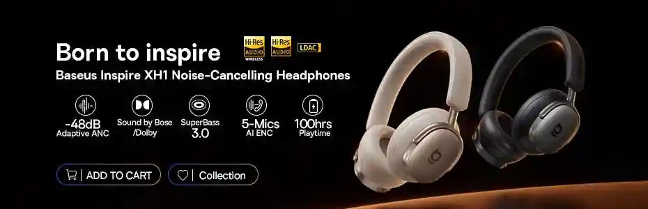 Wireless Noise Cancelling Headphones: 100Hr Playtime - Over-Ear ANC Tidesmit