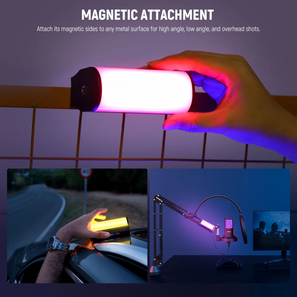 Magnetic RGB LED Light Wand - App-Controlled Content Creation Lighting Tidesmit