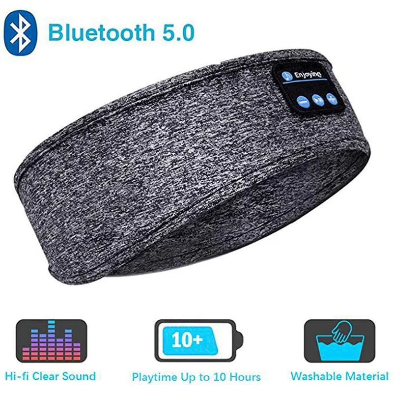 Bluetooth Sleep Headphones Mask - Soft Cotton Wireless Sleep Mask Gray Tidesmit