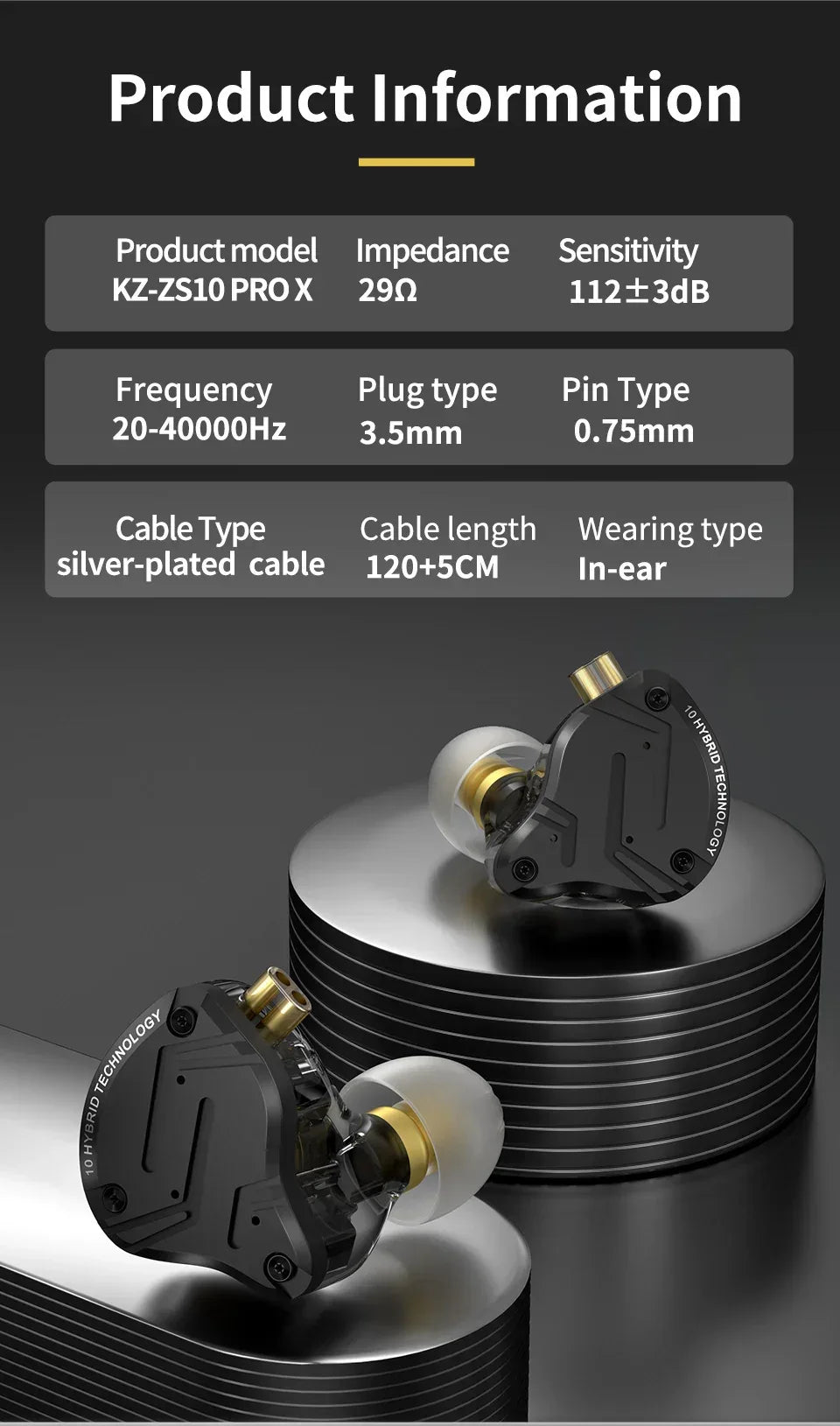 KZ ZS10 Pro X In-Ear Monitors 5-Driver HiFi Earphones by Tidesmit Tidesmit