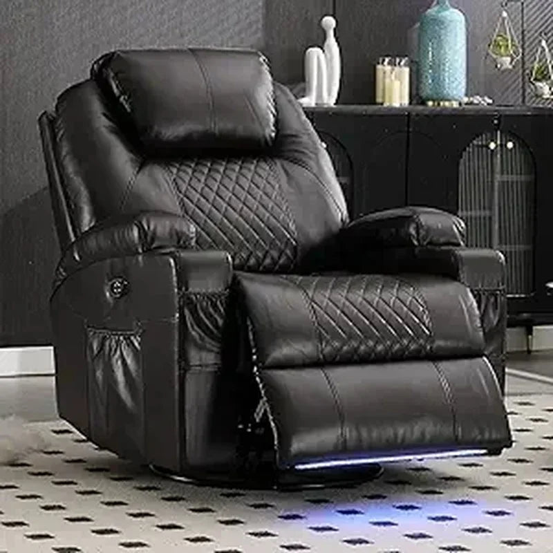 Massage Recliner Chair with Heat Therapy and USB - Tidesmit Massage Chairs Pu Black Tidesmit