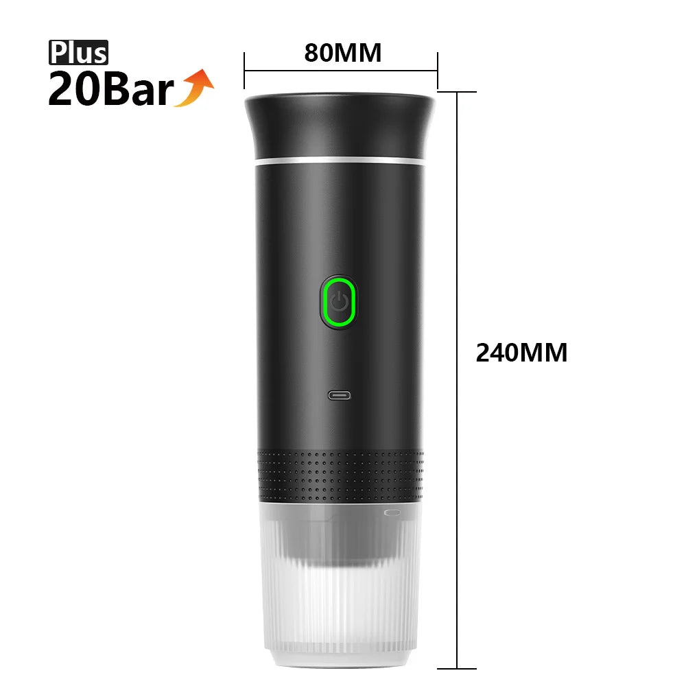 Tidesmit portable espresso maker with green power button and white filter tank base