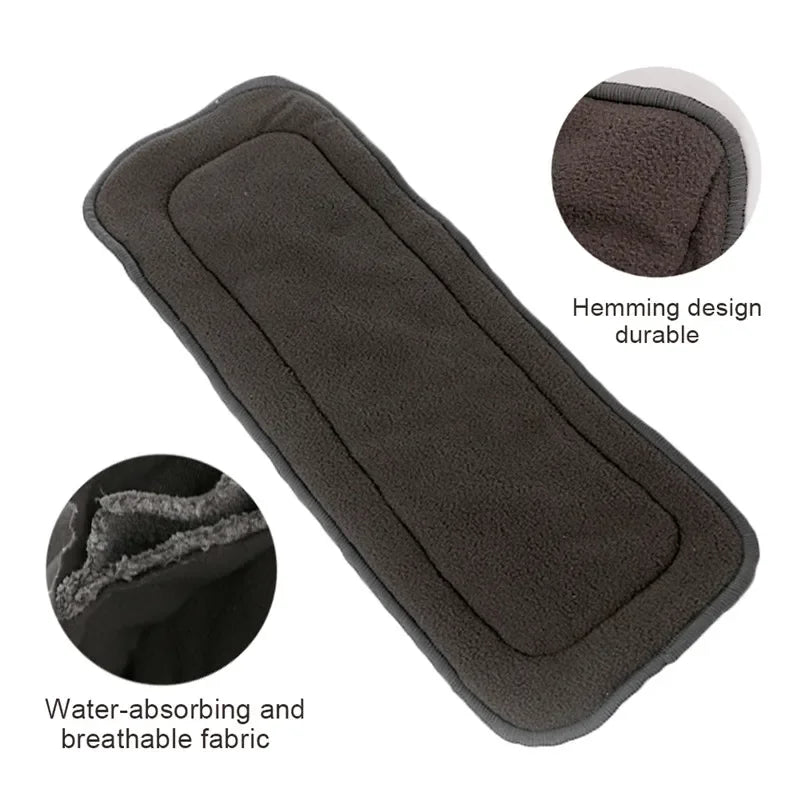 1PC Adult Diaper Insert 4/5-Layer Bamboo Charcoal High Absorption Washable Cloth Diapers Liner Reusable Nappies for Incontinent