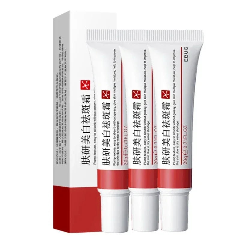 Whitening freckle cream set of three tubes with red-and-white boxes