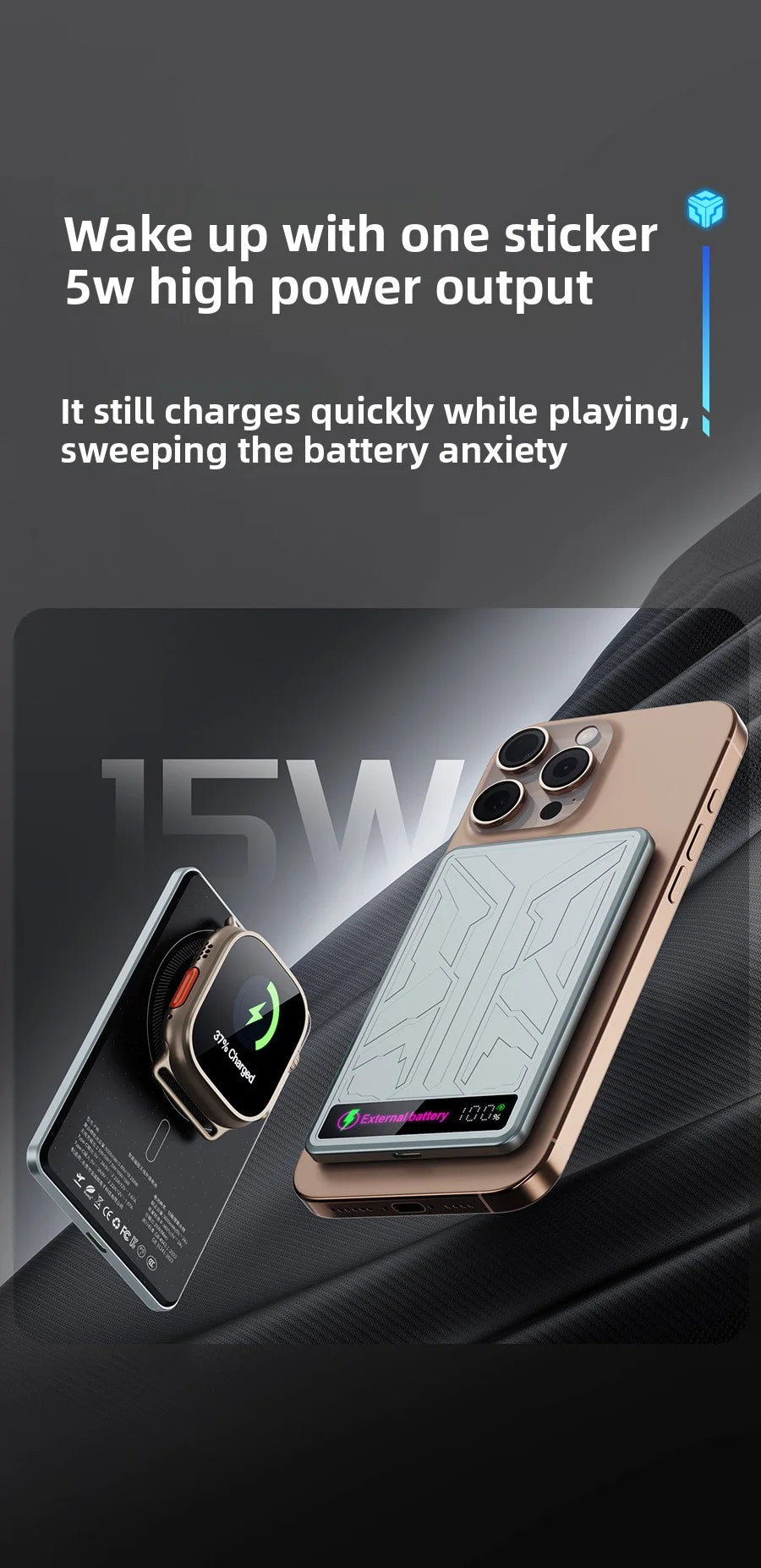 Tidesmit Magnetic Wireless Portable Charger - 10000mAh PD 20W Fast Charging Tidesmit